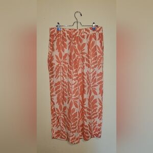 Rachel Zoe Orange Leaf Wide Leg Pants